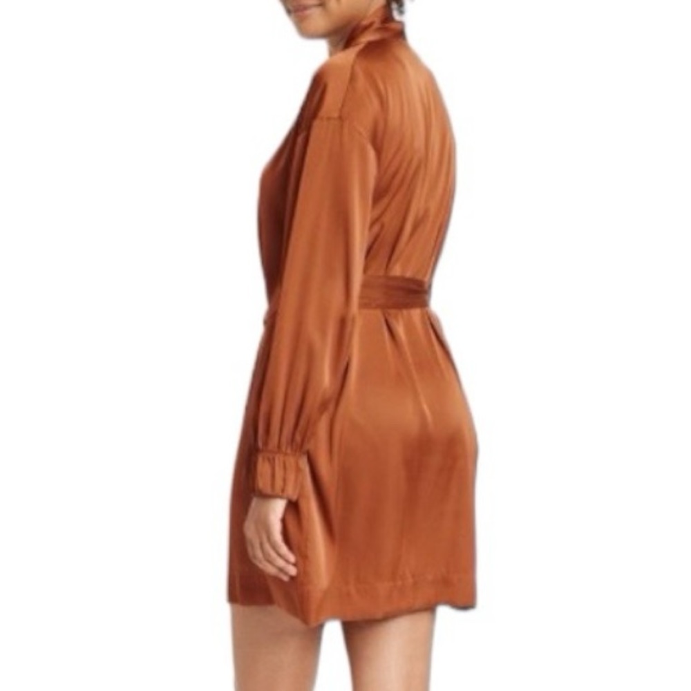 Stars Above Brown Satin Long Sleeve Robe
